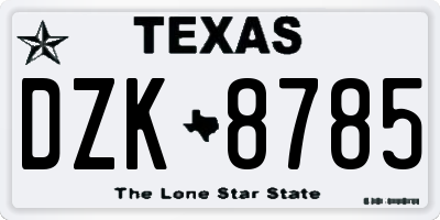 TX license plate DZK8785