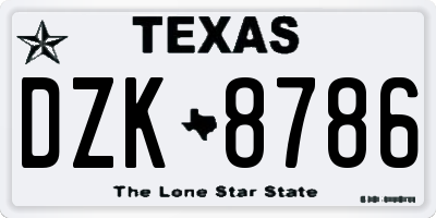 TX license plate DZK8786