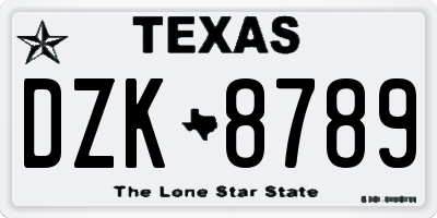 TX license plate DZK8789