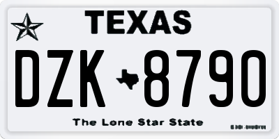 TX license plate DZK8790
