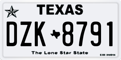 TX license plate DZK8791