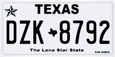 TX license plate DZK8792