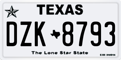 TX license plate DZK8793