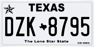 TX license plate DZK8795