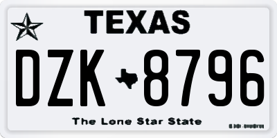 TX license plate DZK8796