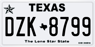 TX license plate DZK8799