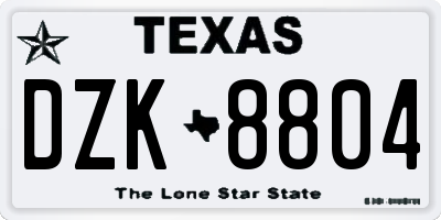 TX license plate DZK8804