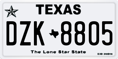 TX license plate DZK8805