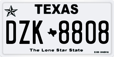 TX license plate DZK8808