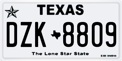 TX license plate DZK8809