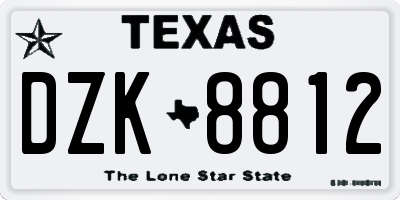 TX license plate DZK8812