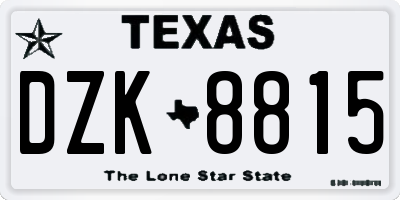 TX license plate DZK8815