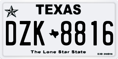 TX license plate DZK8816