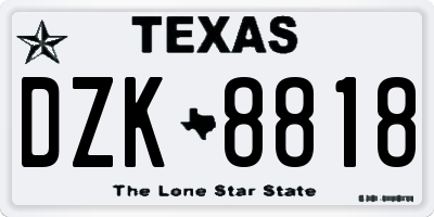 TX license plate DZK8818
