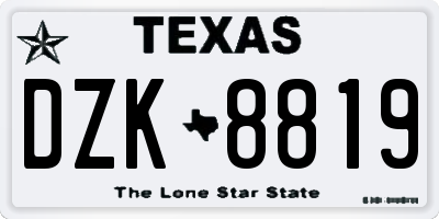 TX license plate DZK8819