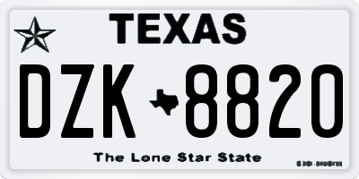 TX license plate DZK8820