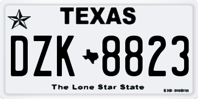 TX license plate DZK8823