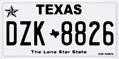 TX license plate DZK8826