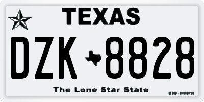 TX license plate DZK8828