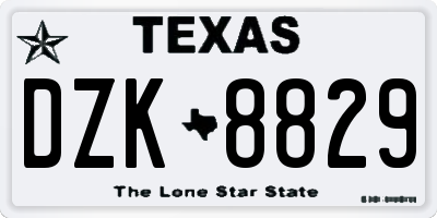 TX license plate DZK8829