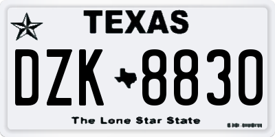 TX license plate DZK8830