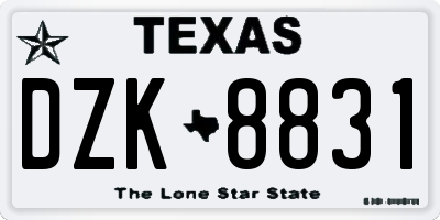 TX license plate DZK8831