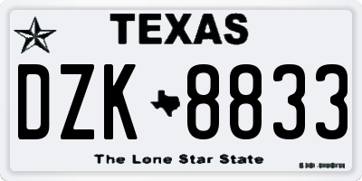 TX license plate DZK8833