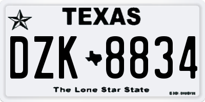 TX license plate DZK8834