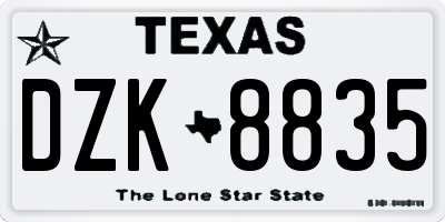 TX license plate DZK8835