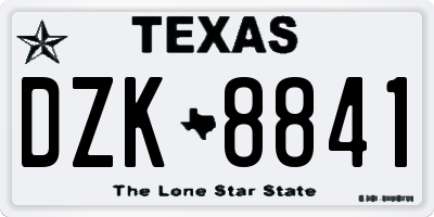 TX license plate DZK8841