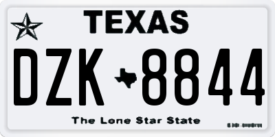 TX license plate DZK8844