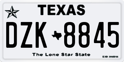 TX license plate DZK8845