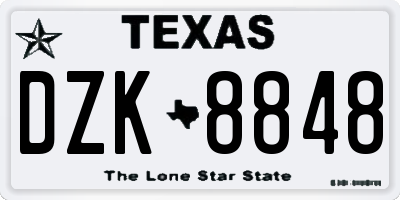 TX license plate DZK8848
