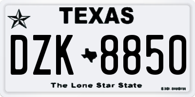 TX license plate DZK8850