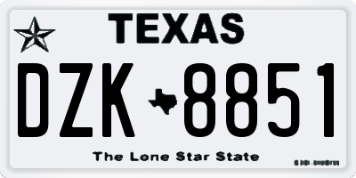 TX license plate DZK8851
