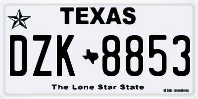 TX license plate DZK8853