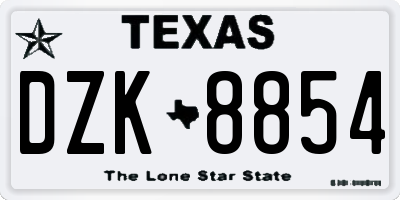 TX license plate DZK8854