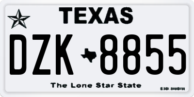 TX license plate DZK8855