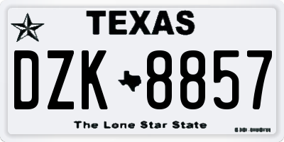 TX license plate DZK8857