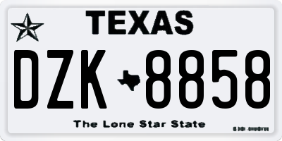 TX license plate DZK8858