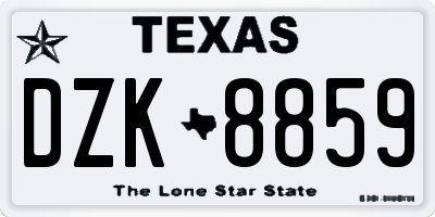 TX license plate DZK8859