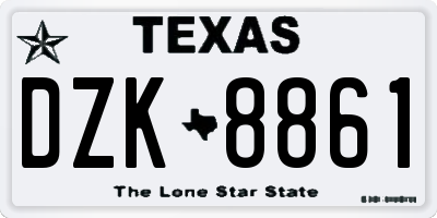 TX license plate DZK8861