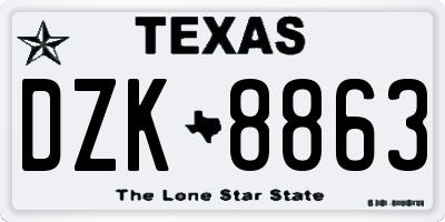 TX license plate DZK8863