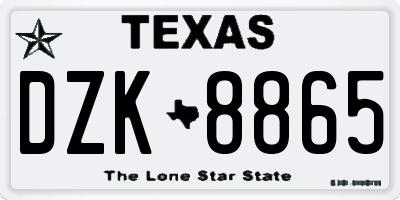 TX license plate DZK8865