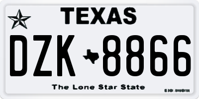 TX license plate DZK8866