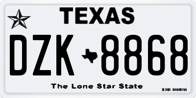 TX license plate DZK8868