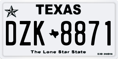 TX license plate DZK8871
