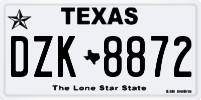 TX license plate DZK8872