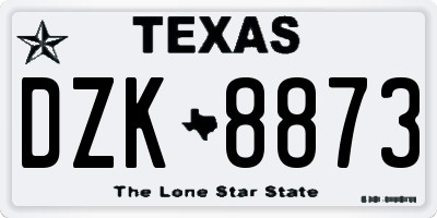 TX license plate DZK8873