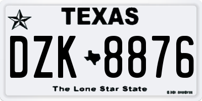 TX license plate DZK8876